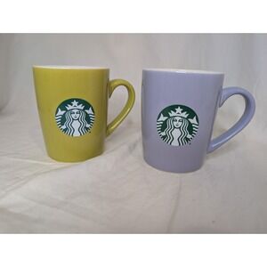 Starbucks Coffee Mug 10oz Lavender Purple And Lime Green Ceramic 2021 Logo Cup